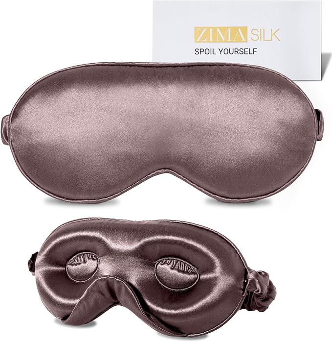 ZIMASILK Adjustable 22 Momme 100% Mulberry Silk Sleep Mask, Upgraded 3D Contoured Cup Eye Mask for Sleeping, Super Soft & Breathable Blindfold, Blackout for Deep Sleeping (Gray Purple) - Bloomnest