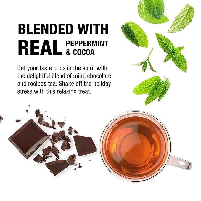 Tiesta Tea Cozy Peppermint Cocoa, Premium Loose Leaf Blends, Chocolate Peppermint Herbal Tea, Caffeine-Free, Holiday Blend, Holiday Edition, Hot or Iced Brew, Up to 25 Cups, 1.5oz Resealable Pouch - Bloomnest