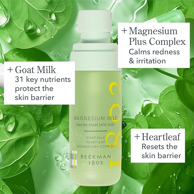 Beekman 1802 Magnesium Milk Barrier Reset Jelly Mist – Barrier Supporting Hydrating Face Mist with Magnesium & Goat Milk – Fragrance Free, Cruelty Free, Suitable for Sensitive Skin, 2.0 fl oz - Bloomnest