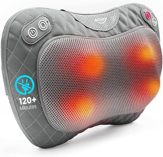 ALLJOY Shiatsu Neck and Back Massager with Soothing Heat,3D Kneading Massage Pillow for Muscle Pain Relief, Use Unplugged,Detachable Cover-Christmas Gifts for Women Men Mom Dad - Bloomnest