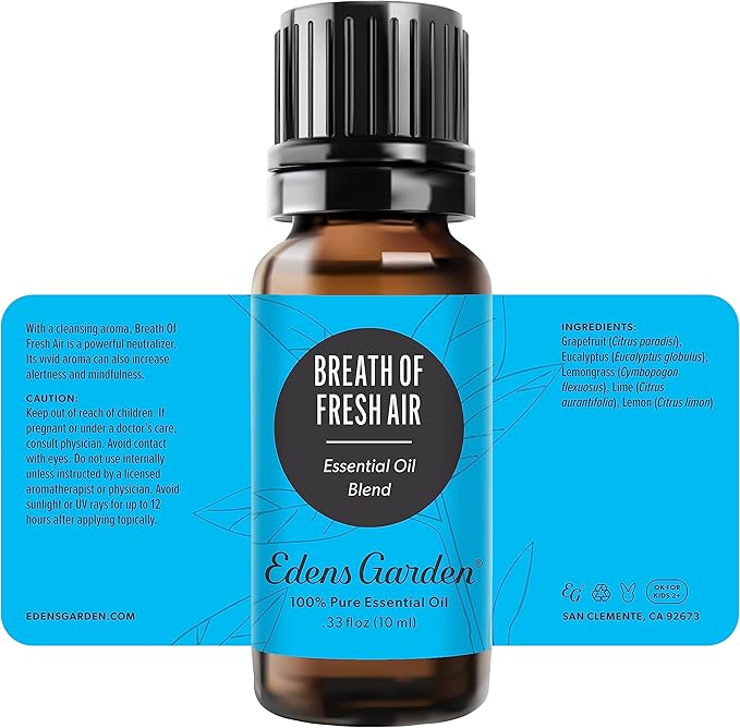 Edens Garden Breath of Fresh Air Essential Oil Blend- 100% Pure Premium Grade, Undiluted, Natural, Therapeutic, Aromatherapy, The Best for Diffusing, Skin, Humidifiers, Candle 10 ml (.33 fl oz) EdensGarden