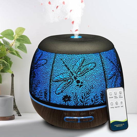 Diffusers for Essential Oils Large Room 400ml,Essential Oil Diffuser for Home with R/C,Cool Mist Humidifiers for Bedroom,7 Colors Changed & 3 Mist Mode Waterless Auto Off for Decor Dragonfly