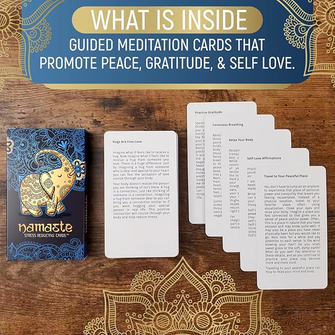 Namaste Mindfulness Cards - Stress & Anxiety Relief, Meditation Cards - Self Care Gifts for Women - MSS Inc - Bloomnest