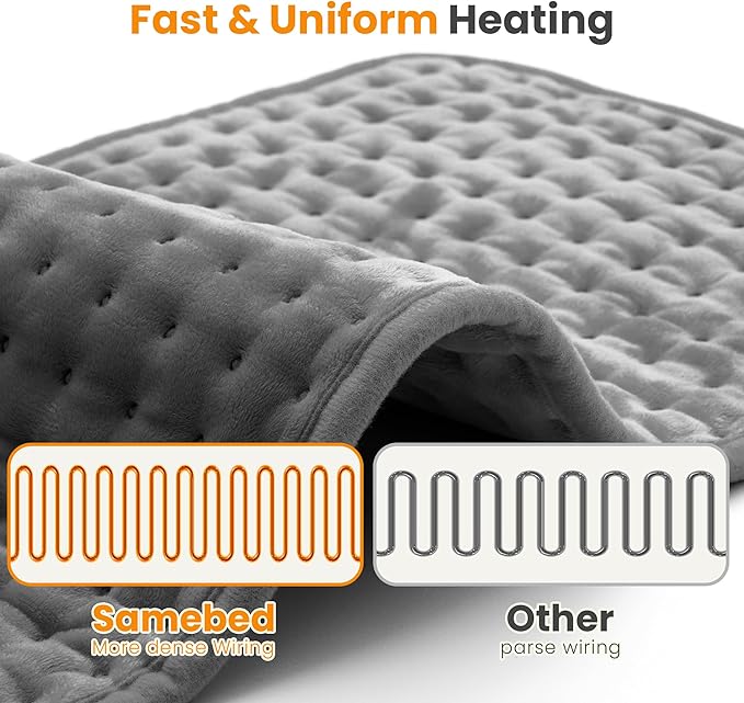 Electric Heating Pad for Back Pain Relief & Cramps - 6 Heat Settings,Auto Shut Off,Moist Heat Options,Portable Heated Pads for Neck/Shoulder Machine Washable Gift for Men Women,Grey,20"x24" - Bloomnest