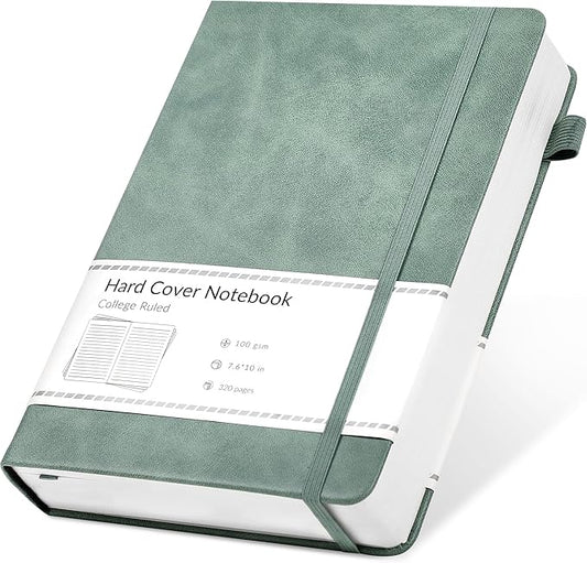 CAGIE Lined Journal Notebook, 320 Pages College Ruled Notebook, 100 Gsm Paper Thick Journal, B5 Hardcover Leather Journals for Writing Women Men, 7.6x10In, Green - Bloomnest