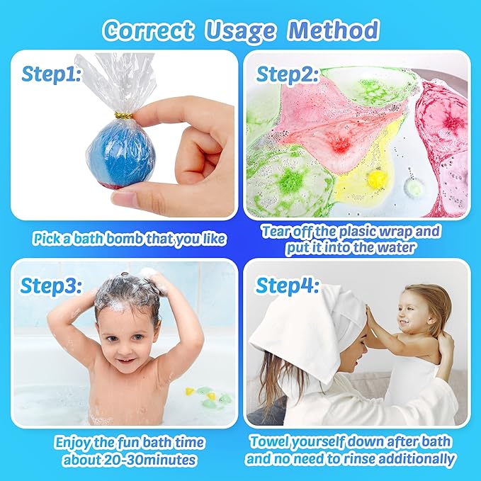 Bath Bombs for Kids, 12 Pcs Bath Bombs with Glow in The Dark Ocean Surprise Inside, Handmade Organic Bubble Bath Ball Gift Set for Boys and Girls, Gift for Birthday Christmas Easter - Bloomnest