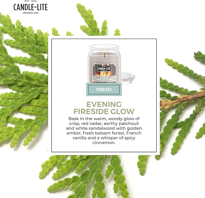 Candle-lite Fall Scented Candles, Evening Fireside Glow, 18 oz Jar, Proudly Poured in The USA, Aromatherapy Candle, Single-Wick with 110 Hours of Burn Time, Perfect for Creating a Refreshing Ambiance - Bloomnest