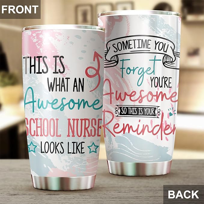 Stainless Steel 20oz Tumbler, Funny School Nurse Appreciation Gifts - Bulk For Birthday, Christmas, Nurses Day Gifts For Women, Men - Coffee Cup - Bloomnest