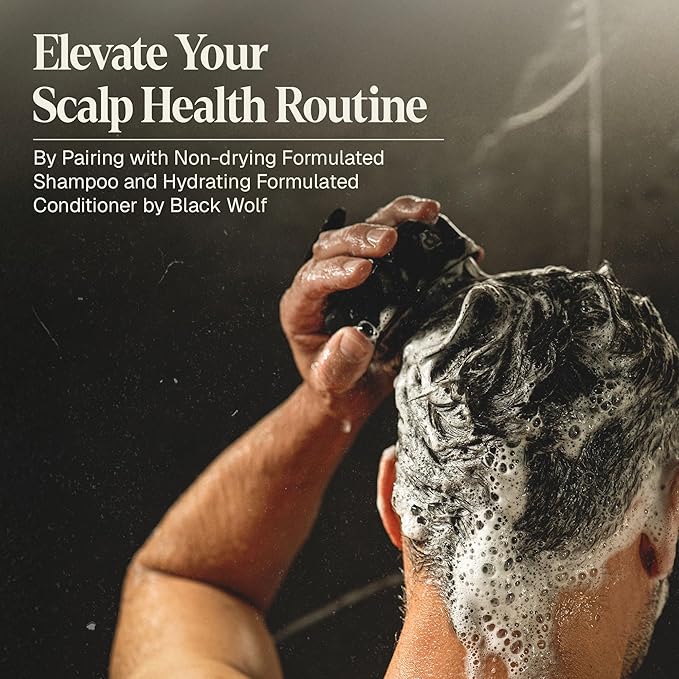Black Wolf Sonic Scalp Scrubber - Electric Hair & Scalp Massager Brush with 3-Speed Oscillation - Rechargeable Shower Brush & Head Scrubber with Soft Silicone Bristles for Deep Clean & Exfoliation BlackWolf