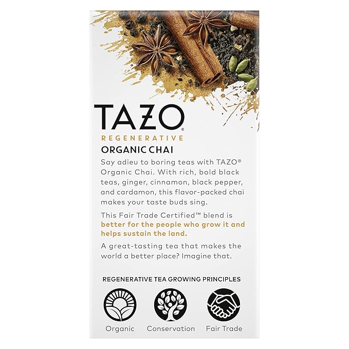 TAZO Tea Bags, Black Tea, Regenerative Organic Chai Tea, 16 Count (Pack of 2) - Bloomnest