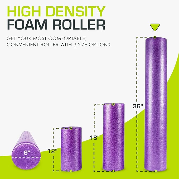 ProsourceFit High Density Foam Rollers 12 - inches Long, Firm Full Body Athletic Massage Tool for Back Stretching, Yoga, Pilates, Post Workout Muscle Recuperation, Black/Blue - Bloomnest