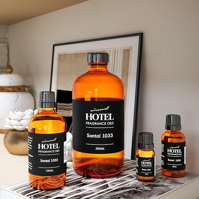 AirScent Santal Diffuser Oil No. 1033 - Santal-33 Inspired Perfume Dupe - Premium Fragrance Oil Blend for Ultrasonic and Waterless Diffusers and Crafting - 120 mL, 4 fl oz Glass Bottle with Dropper - Bloomnest