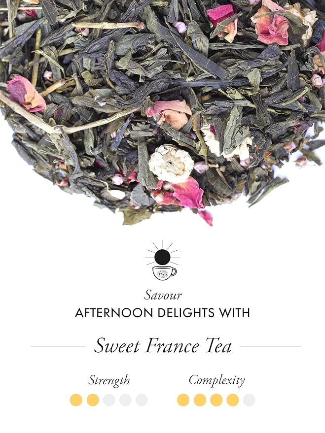 TWG Tea | Sweet France Tea | Green Tea | Chamomile Flowers & Rose Petals | 15 Hand Sewn Cotton Tea Bags | Gift Set - Bloomnest