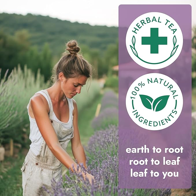 Vital Bloom 120 Tea Bags Lavender Tea, Stress Relief Herbal Tea, Sleepytime Tea, 100% Natural- No Sugar, Caffeine Free, No Gluten, Vegan - Bleach Free (Free Tongs Included) - Bloomnest