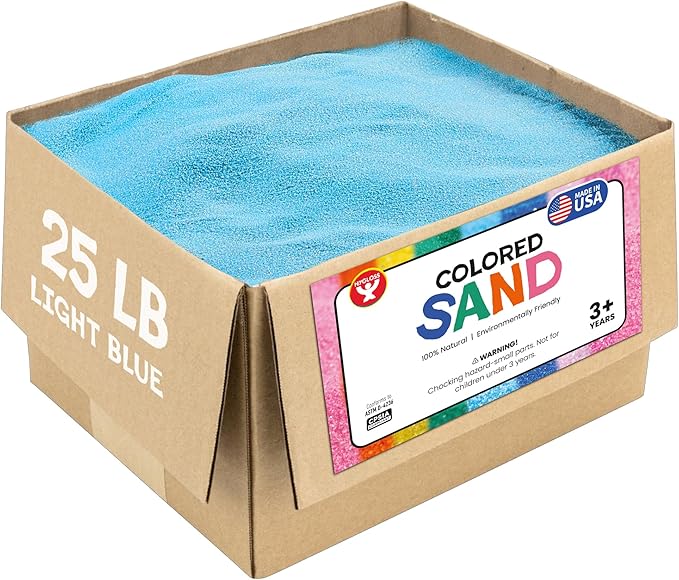 Hygloss Colored Sand for Crafts – 25 lb, Light Blue – Vibrant Colorful Fine Sensory Play Sand Art Kits for Kids – Classroom Activities for Children 3 4 5 6 7 8 9 10 11 12 – Safe for Ages 3+ - Bloomnest