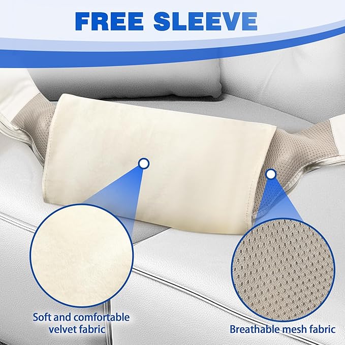 Joyset Shiatsu Neck and Back Massager with Heat,Electric Shoulder Massager for Pain Relief Deep Tissue,3D Kneading Massage with Cloth Cover Easy to Clean (Khaki) - Bloomnest