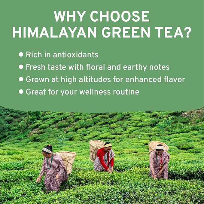 VAHDAM, Himalayan Green Tea Leaves (50+ Cups, 3.53 Oz) Non GMO, Gluten Free | High Elevation Grown Green Tea Leaves From Himalayas | Pure Unblended Single Origin Green Loose Leaf Tea | Vacuum Sealed - Bloomnest