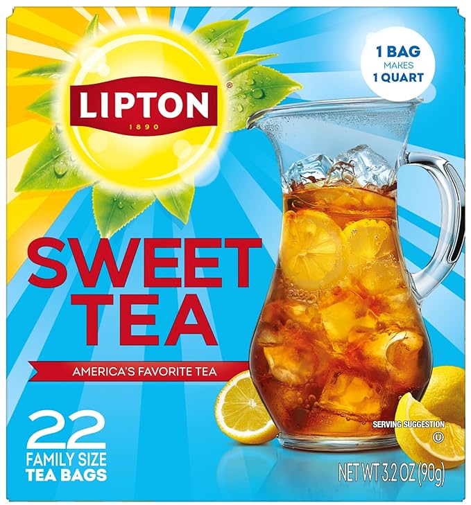 Lipton Southern Sweet Tea Iced Tea Drink Mix 22 Family Size Tea Bags (Pack of 3) - Bloomnest
