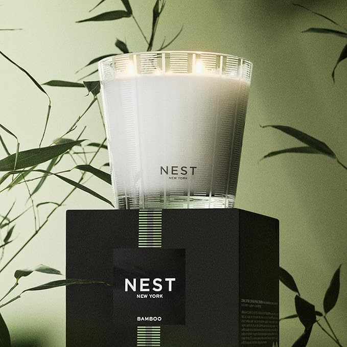 NEST New York Scented 3-Wick Candle, Bamboo - 21.2 oz - Up to 100-Hour Burn Time - Reusable Glass Vessel - Bloomnest
