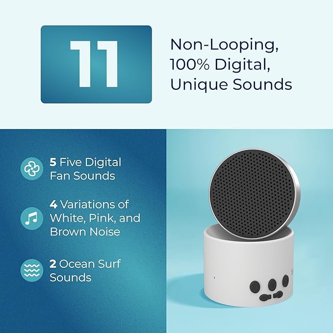 Adaptive Sound Technologies LectroFan Micro 2 - Portable Bluetooth Speaker & White Noise Machine - Compact Sound Machine for Travel - 11 Non-Looping Sounds for Sleep Support - White - Bloomnest