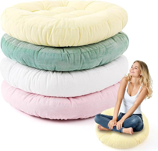 Jerify Floor Pillow Cushions 22 x 22 Inch Round Square Large Meditation Floor Pillow for Classroom Adult Meditation Picnic Party Cushion for Seating Gift Christmas(Round,Macaroon,4 Pcs) - Bloomnest