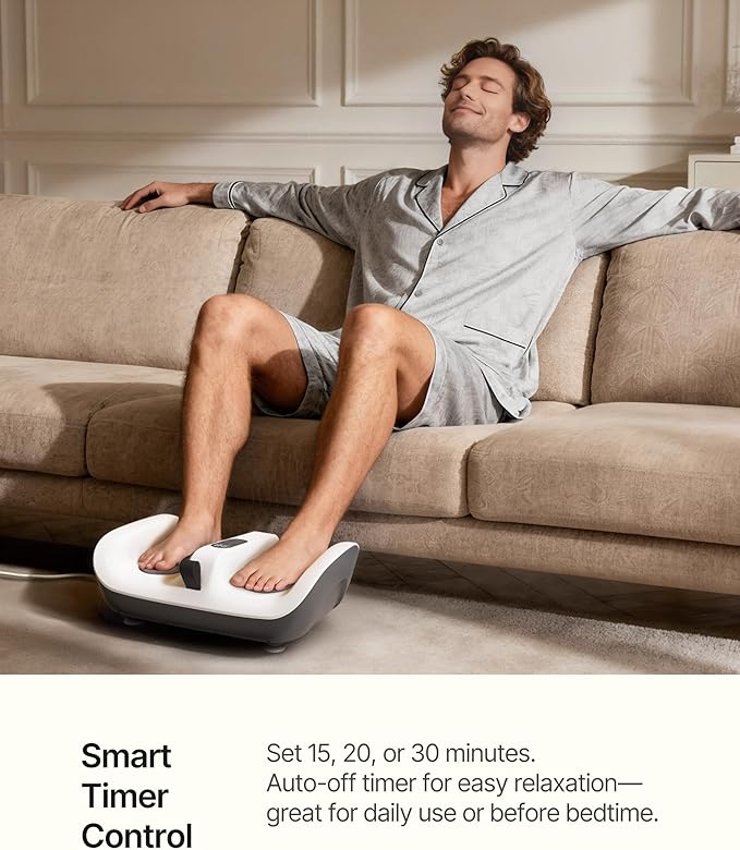 TheNeat Foot Massager Machine with Heat, Vibration, Shiatsu Foot Calf Massager, Kneading Massage, Suitable for Home & Office, 2 Speed Options, NeatVibe - Bloomnest
