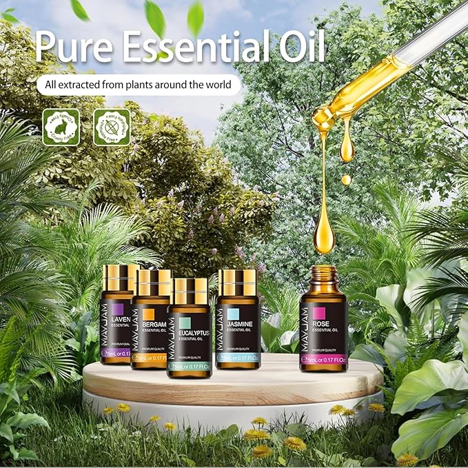 MAYJAM Tea Tree 20 Pcs Pure Essential Oil Gift Set, for Diffuser, Humidifiers, Skin Care, Massage, Fragrance Oil Scent for DIY Candle and Soap Making, Gift for Friend (5ML) - Bloomnest