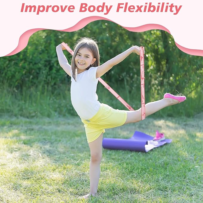 Soulchen 12 Sets Stretching Strap with 8 Loops for Kids Include 12 Storage Bags 12 Children Gymnastics Stretching Strap for Cheer Dance Training Elastic Band Cheerleading Training Ballet Yoga (Pink) - Bloomnest