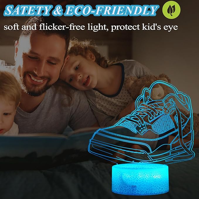 Sneaker Gifts, Sport Shoes, Sneaker Gifts, 3D Illusion Night Light Lamp, 16 Colors Changing, Timer, 4 Flash Modes and Dimmable, Kids Room Decoration, Xmas Gifts - Bloomnest