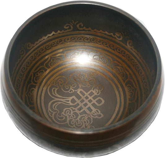 5120 SB 'B' Note Crown Chakra Antique Tibetan Auspicious Symbol Bowl Set ~ Nepal - Bloomnest