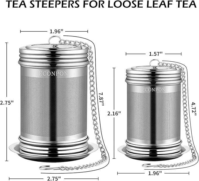 2 Pack Reusable Tea Steeper Extra Fine Mesh Tea Infuser Stainless Steel Tea Strainer for Loose Leaf Tea - Bloomnest
