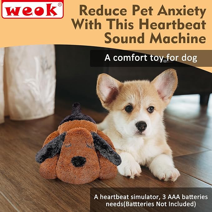 Heartbeat Puppy for Dogs, Helps for Anxiety Relief and Calming, Stuffed Animal Anxiety Calming Behavioral Puppy Heartbeat Toy Sleep aid for Cats Pets（for Small Breeds） - Bloomnest