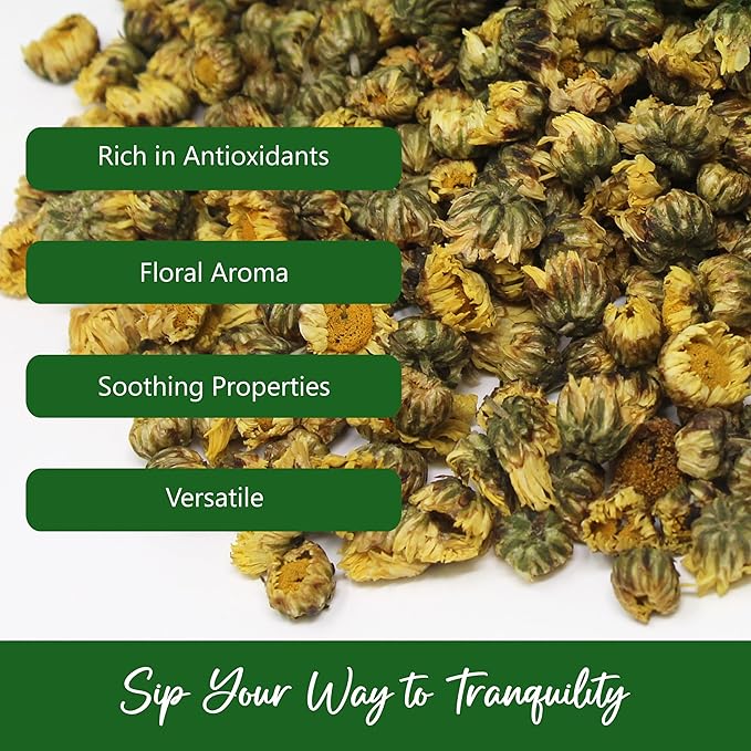 NPG Chrysanthemum Bud Tea 16 Oz, Premium Dried Chinese Tai Ju Flowers, Juhua Herbal Tea, Caffeine-Free, Non-GMO Loose Leaf with Floral Fragrance, Sweet and Refreshing Flavor for Relaxation - Bloomnest
