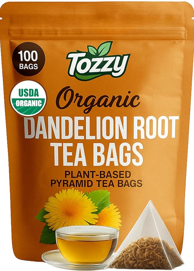 Tozzy Organic Dandelion Root Tea – 100 Count, Plant-Based Pyramid Tea Bags - Bloomnest