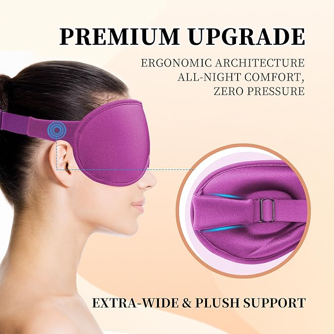 3D Sleep Mask for Men&Women, 2 Pack Contour Eye Masks for Sleep, Side Sleeping Mask for Men&Women, Blackout Eye Mask for Sleeping Eye Mask, Airplane Travel Essentials for Men, Meditation Black&Purple - Bloomnest