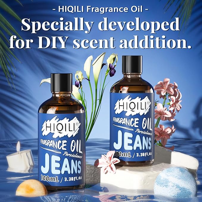 HIQILI Jeans Fragrance Oil for Home Diffuser, Candles & Soap Making, DIY Perfume for Men, Clean & Comforting Scent - 3.38 Fl Oz HIQILI