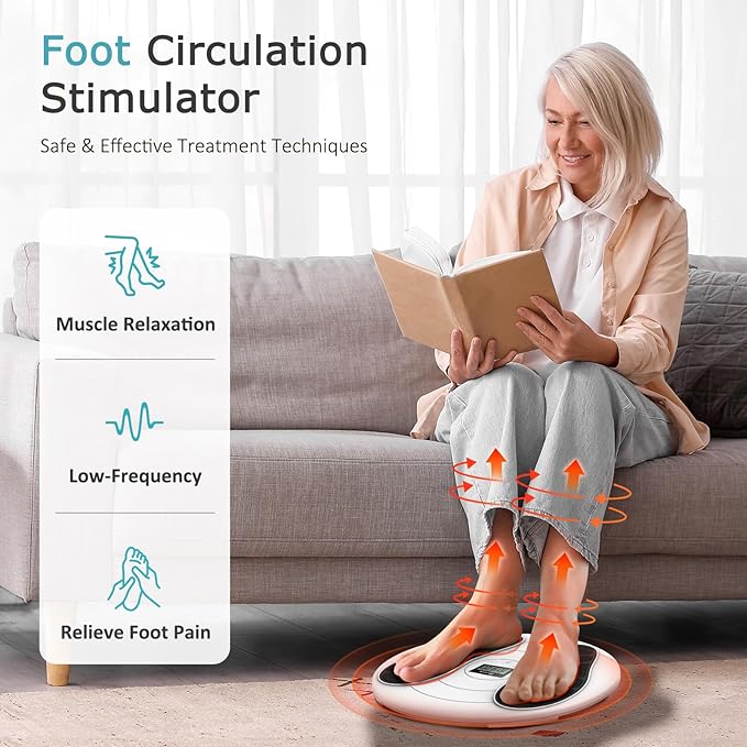 KNQZE Foot Massager for Neuropathy, TENS + EMS Foot Stimulator for Circulation, 10 Modes + 20 Intensities, Wireless Remote, Neuropathy Pain Relief for Feet, Plantar Fasciitis, Gifts for Mom & Dad - Bloomnest