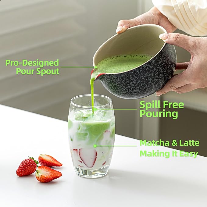 TEANAGOO Matcha Whisk Set,10 Pcs Complete Set Black,Matcha Kit for Ceremony,Matcha Tea Set with Tray,Matcha Whisk Set and Ceramic Bowl with Scoop&Sifter&Powder Jar,Gift for Matcha Lover - Bloomnest