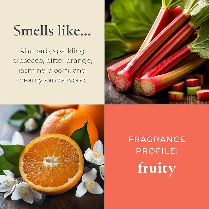 PartyLite Wild Rhubarb & Citrus Scented, Notes of Jasmine, Rhubarb and Creamy Sandalwood and White Musk, 13.2oz 3-Wick Jar Candle, 45 Hour Burn Time, Luxurious Fragrance, Ideal for Gifting - Bloomnest