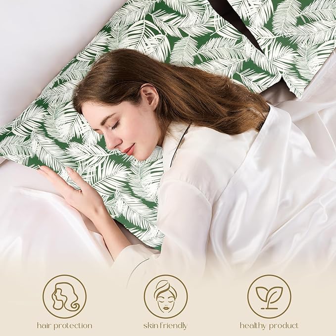 ZIMASILK 100% Pure Mulberry Silk Pillowcase for Hair and Skin Health,Both Sides 19 Momme Silk Floral Print,1pc(Queen 20''x30'',White Leaves) - Bloomnest