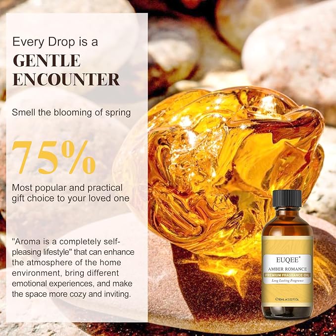 EUQEE Amber Romance Fragrance Oils, 2.02 Fl oz/ 60ml Essential Oils for Diffuser, Candle Making, DIY Soap with Glass Dropper - Bloomnest