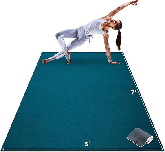Gorilla Mats Premium Large Yoga Mat – 7' x 5' x 8mm Extra Thick & Ultra Comfortable, Non-Slip Barefoot Exercise Mat – Works Great on Any Floor for Stretching, Cardio or Home Workouts - Bloomnest