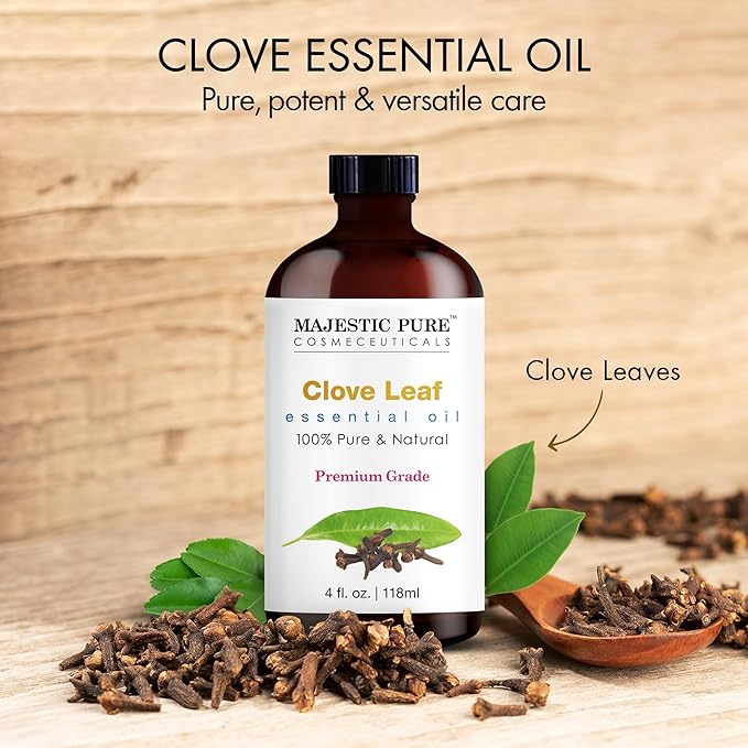 Majestic Pure Clove Essential Oil with Glass Dropper - Huge 4 Fl Oz - 100% Pure and Natural Clove Oil - Premium Grade Essential Oils for Diffuser, Aromatherapy, Soap and Candle Making - Bloomnest