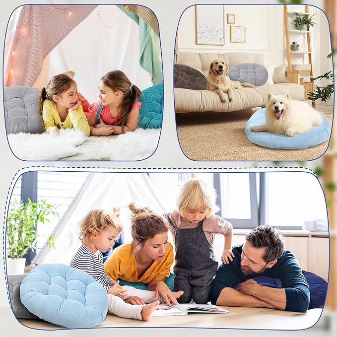Jerify 6 Pcs Round Floor Pillows Cushions 22 x 22 Inch Meditation Floor Pillow Large Floor Pillow for Kids and Adults Meditation Cushion Large Pillows for Floor Seating Yoga Room Office (Dark Colors) - Bloomnest