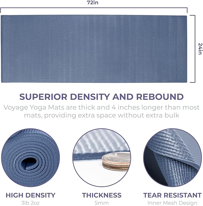 Sunshine Yoga Voyage Yoga Mat, 10 Pack, 72" x 24" Professional Studio and Gym Bulk Yoga Mats, 5mm Thick, Durable, Anti-Tear, Non Slip Fitness and Exercise Mats