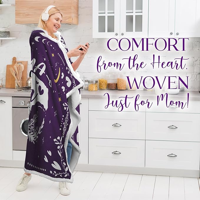 GEEMBI Birthday Gifts for Mom from Daughter and Son - Purple Mama Wearable Blanket Hoodie 47x72 in - Mothers Day and Birthday Gifts for Women, Mama Gift for Women, Gift for Mother in Law - Bloomnest