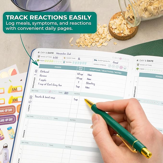Clever Fox Food Sensitivity Journal – Daily Intolerance & Symptom Log for IBS, Diabetic, Low Fodmap, Elimination Diet – Health Tracker (Mystic Blue) - Bloomnest