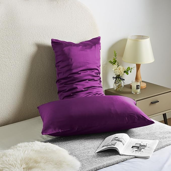 Silk Pillowcase for Hair and Skin Mulberry Silk Pillow Cases Soft Breathable Smooth Both Sided Natural Silk Pillowcase with Zipper Beauty Sleep 1 Pack for Gift (Standard, Purple) - Bloomnest