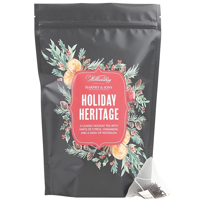 Harney & Sons Holiday Heritage Colonial Williamsburg Blend | Black Tea with Warm Apple, Cinnamon, and Orange Peel, 50 sachet bag - Bloomnest