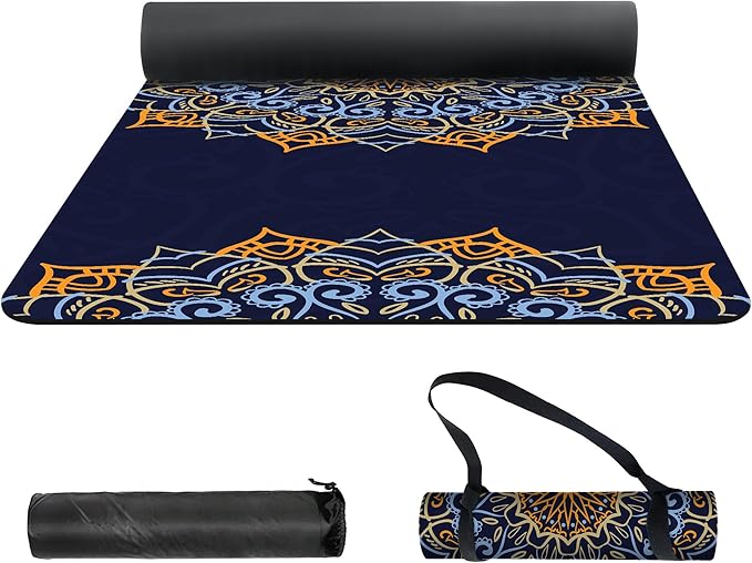 nuveti Yoga Mat Print Extra Thick TPE Non Slip Fitness Exercise Mat with Carrying Bag,72"x24" Extra Thick 6MM Exercise & Workout Mat for Yoga, Pilates Fitness and Floor Exercises - Bloomnest